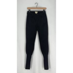L'agence Black Glitter Denim Jeans Ribbed Knit Bottom Womens 25 New